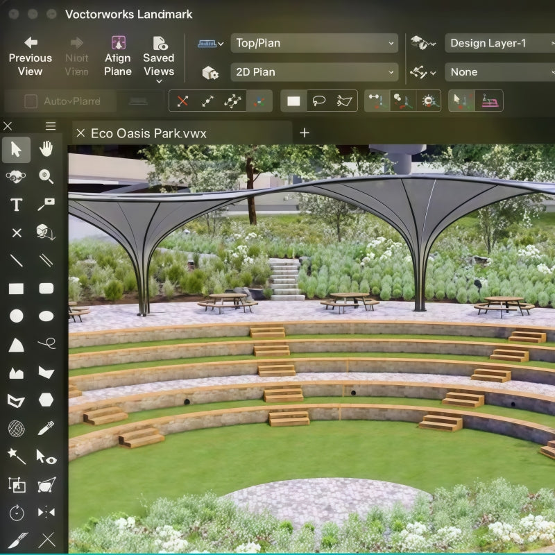 Vectorworks 2027 Landmark module landscape site planning 3D rendering
